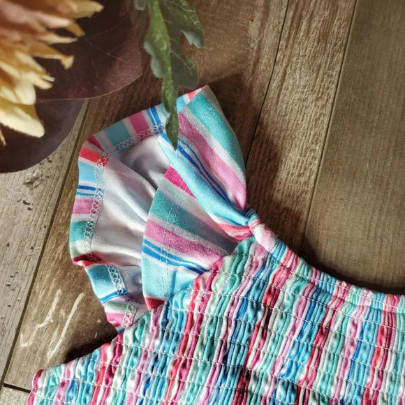 NWT Tommy Bahama Striped Sleeveless Girl Summer Dress Size 5 Blue Pink - Picture 7 of 13